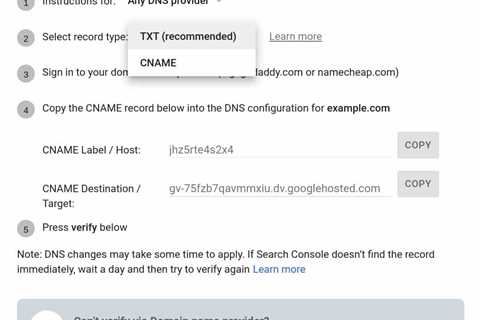 Google Search Console adds CNAME DNS verification