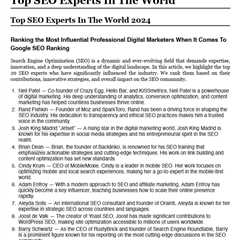 Top SEO Experts in The World - WikiSauce | Download Free PDF | Search Engine Optimization | Digital ..